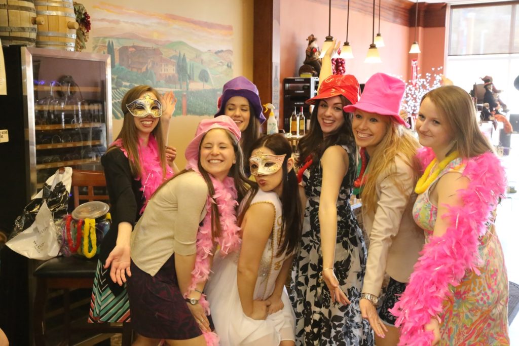 image of bridal shower party dress-up at your own winery bridal shower