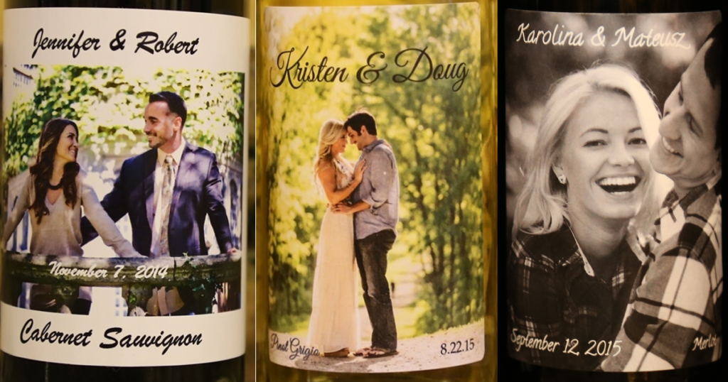 image of custom labels for wine wedding favors at your own winery