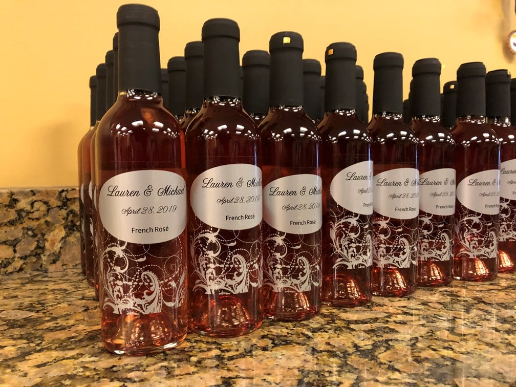 image of rosé wine wedding favors from your own winery
