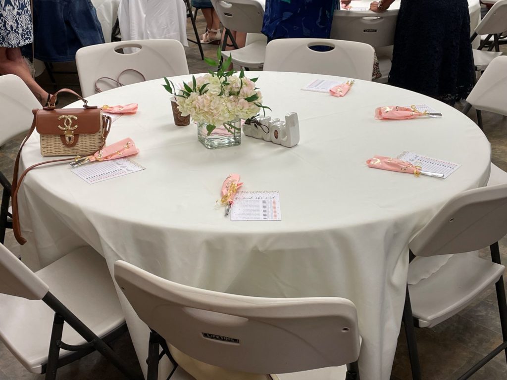 image of elegant but simple table setting for bridal shower at your own winery