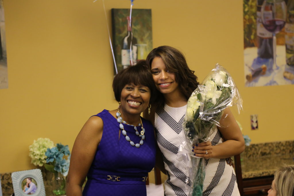 image of mom and bride at her bridal shower