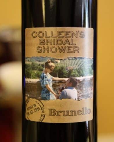 image of custom bridal shower wine favor bottle label from your own winery